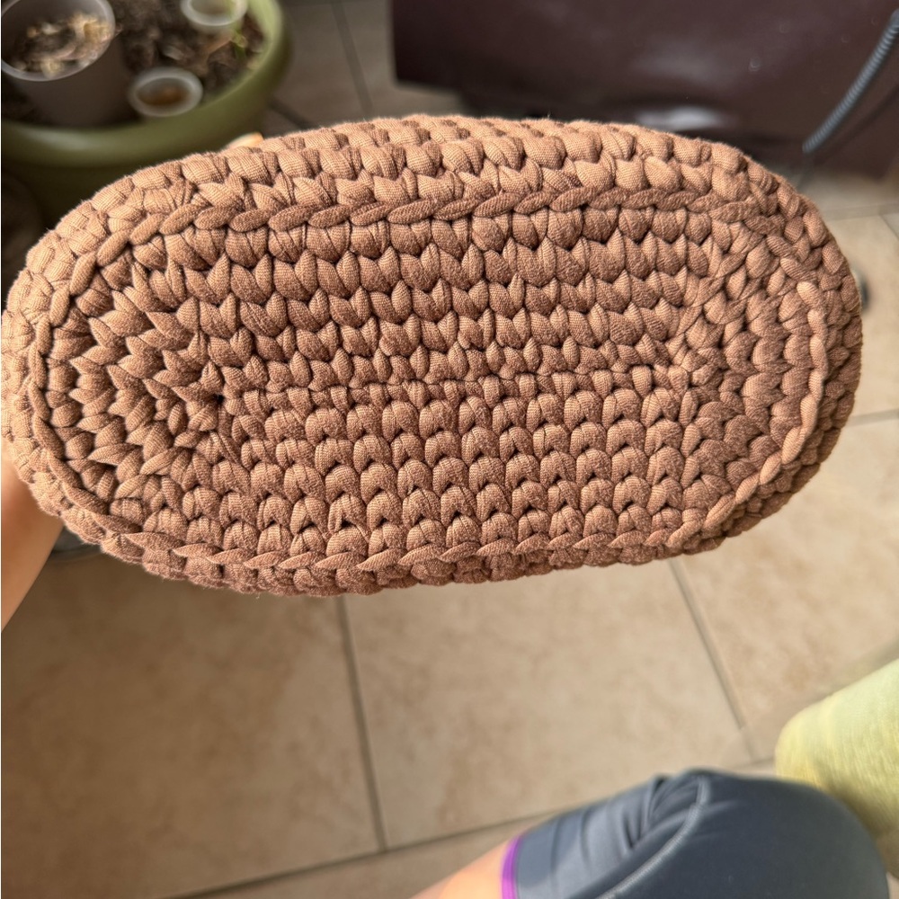 Handmade Crochet Top-Handle Bag in Brown and Orange - Compact Women’s Purse - Picture 5 of 7